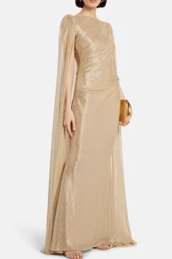Mermaid Voile Cape Evening Gown