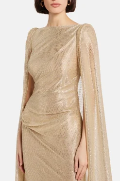 Mermaid Voile Cape Evening Gown