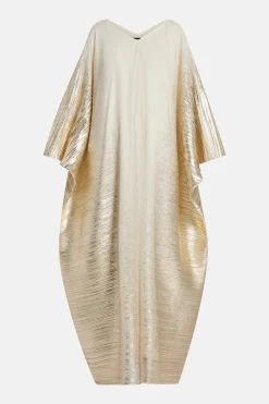 Metallic V Neck Evening Dress