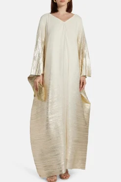 Metallic V Neck Evening Dress