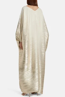 Metallic V Neck Evening Dress