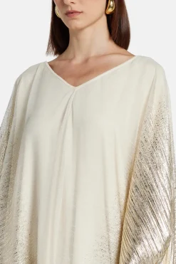 Metallic V Neck Evening Dress