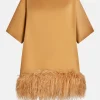 Mikado Top with Feathers in Tan and Gold