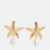 Mottled Sea Star Pearl Stud Earrings in Gold