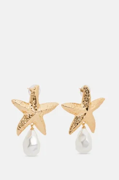 Mottled Sea Star Pearl Stud Earrings in Gold