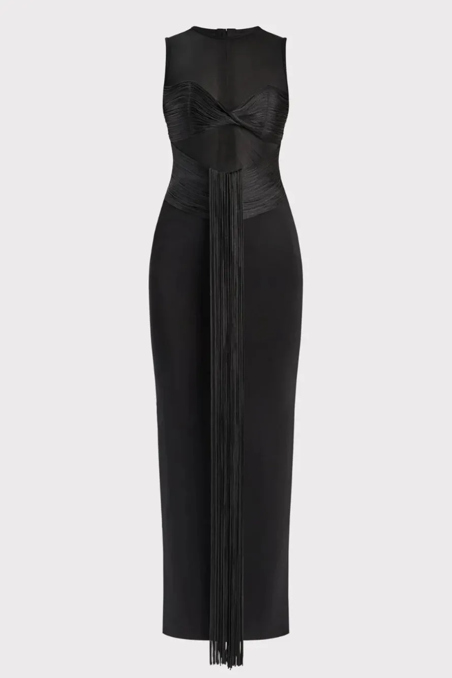 Nina Paneled Fringe Maxi Dress