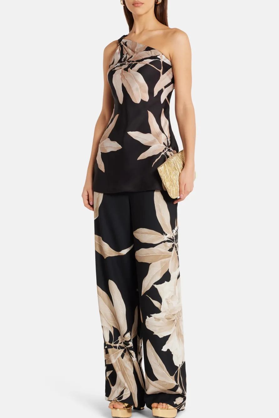Niru Floral Flared Pants in Black