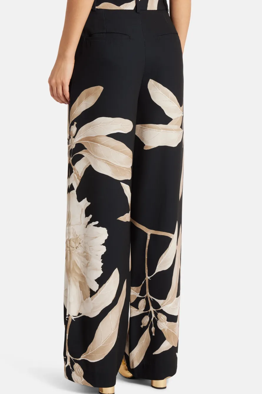 Niru Floral Flared Pants in Black