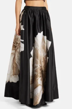 Niru Floral Maxi Skirt in Black