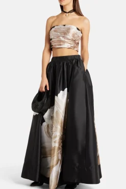 Niru Floral Maxi Skirt in Black