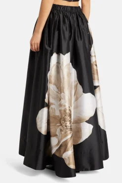 Niru Floral Maxi Skirt in Black