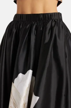 Niru Floral Maxi Skirt in Black
