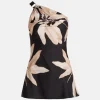 Niru Floral One Shoulder Top in Black