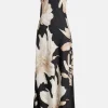 Niru Floral One Shoulder Maxi Dress in Black