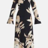 Niru Floral Shirt Maxi Dress in Black