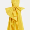 Nura Taffeta Bow Maxi Dress in Yellow