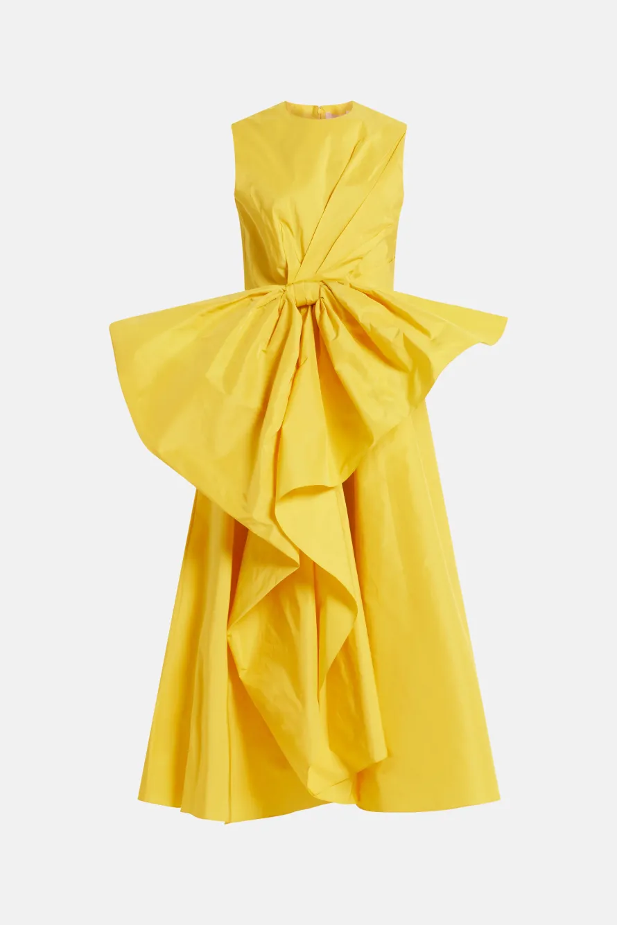 Nura Taffeta Bow Maxi Dress in Yellow