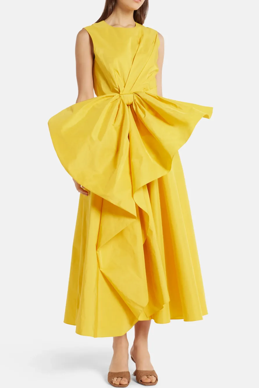 Nura Taffeta Bow Maxi Dress in Yellow