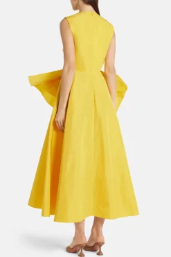 Nura Taffeta Bow Maxi Dress in Yellow