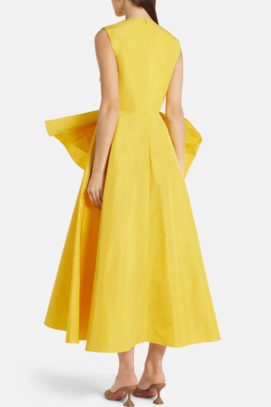 Nura Taffeta Bow Maxi Dress in Yellow