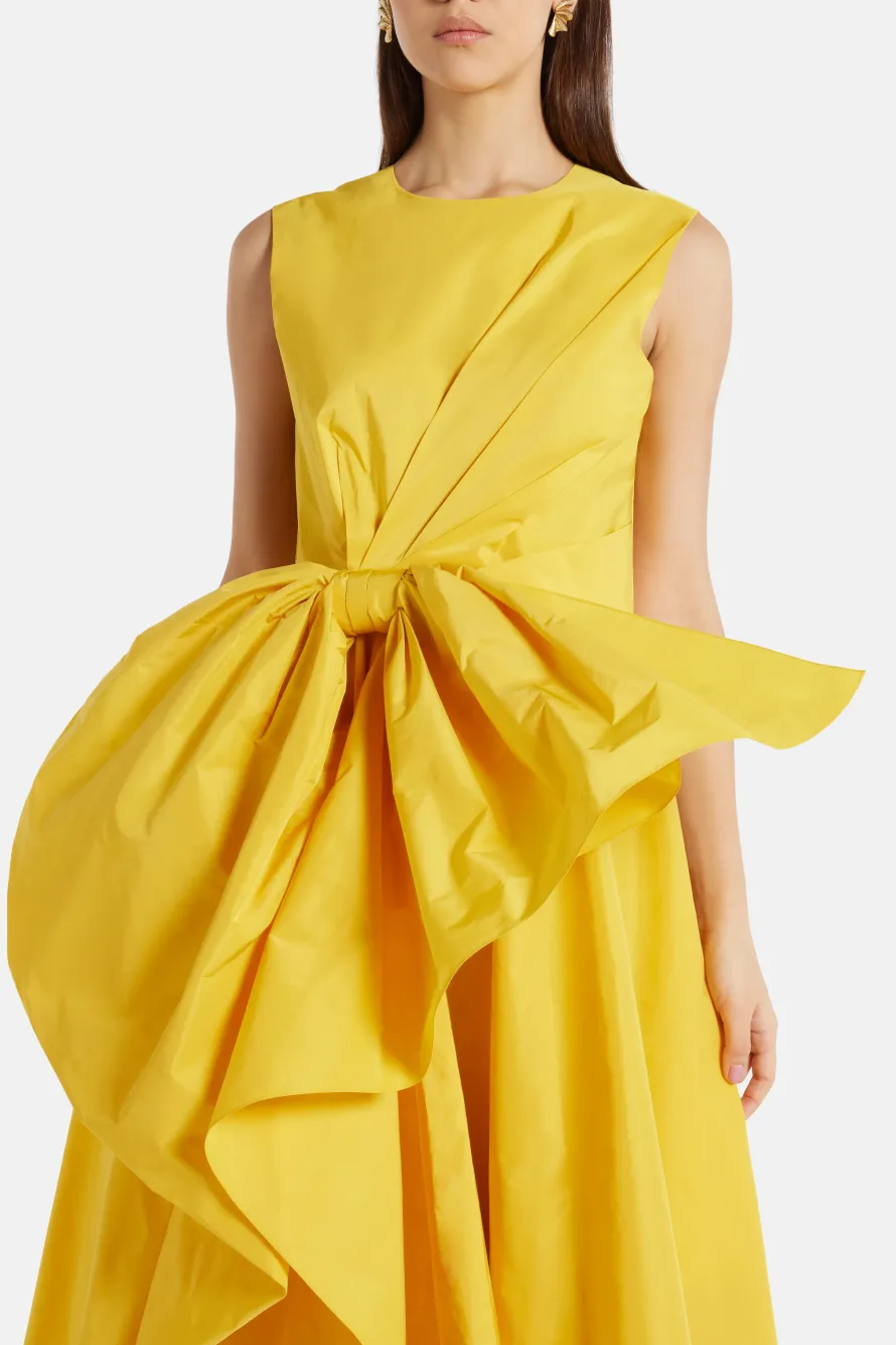 Nura Taffeta Bow Maxi Dress in Yellow