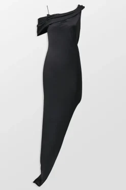 Off Shoulder Aysmmetric Midi Dress