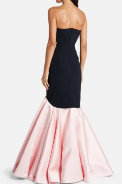 Off Shoulder Evening Gown in Black and Pink