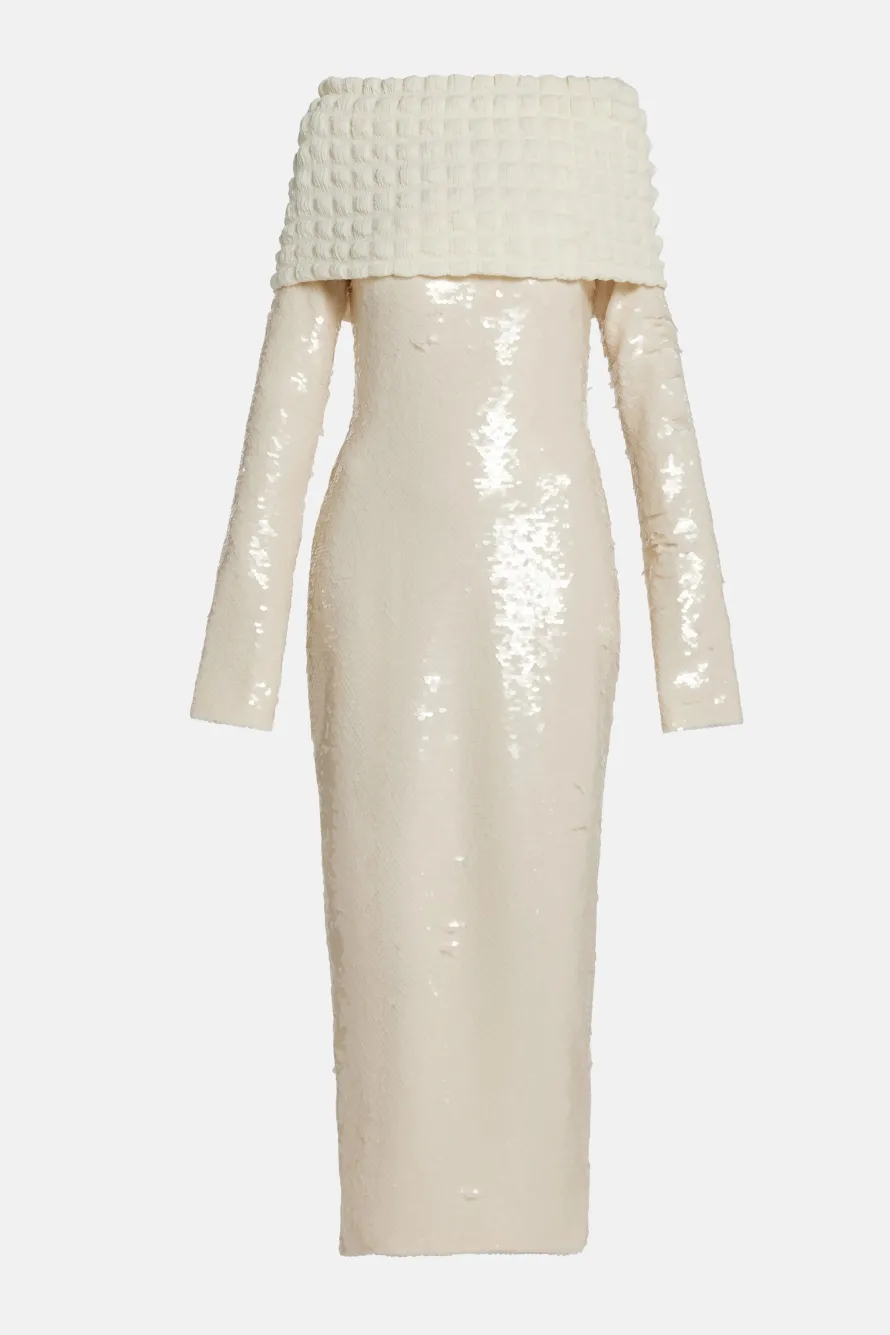 Off Shoulder Sequin Evening Dress