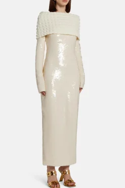 Off Shoulder Sequin Evening Dress