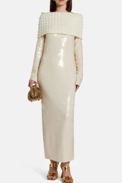 Off Shoulder Sequin Evening Dress