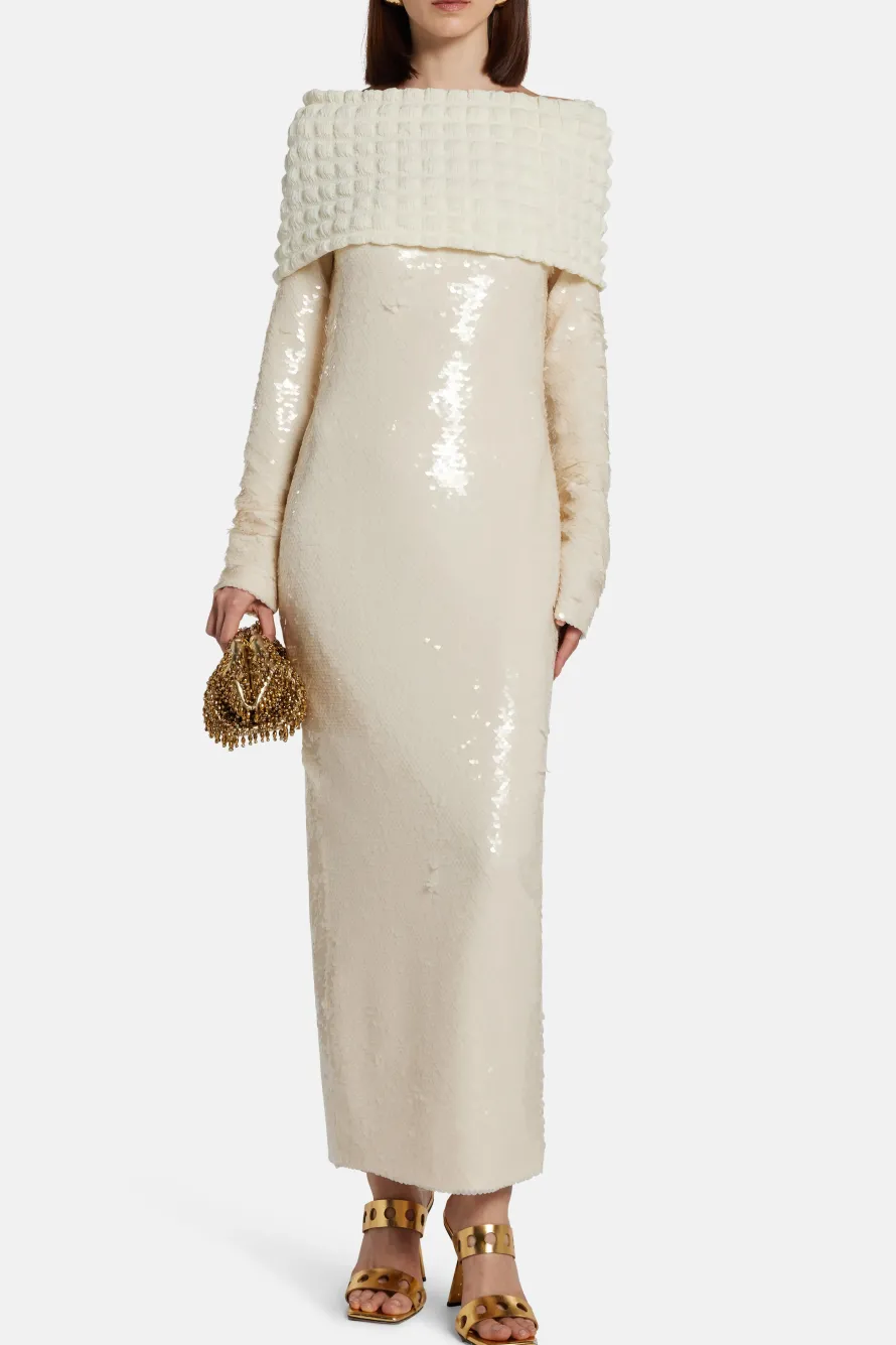 Off Shoulder Sequin Evening Dress