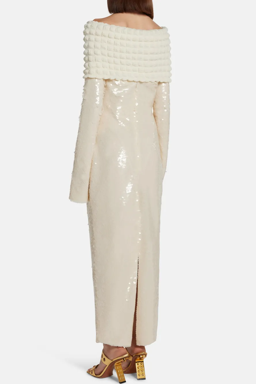 Off Shoulder Sequin Evening Dress