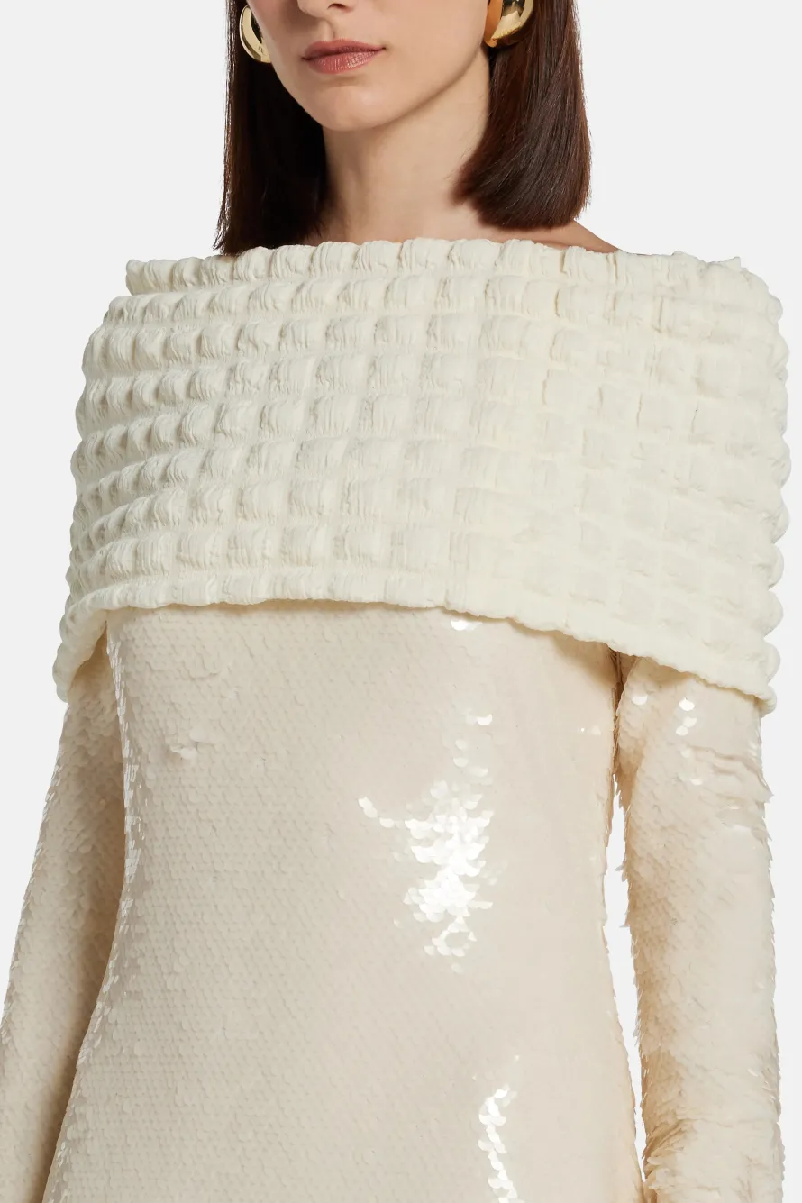 Off Shoulder Sequin Evening Dress