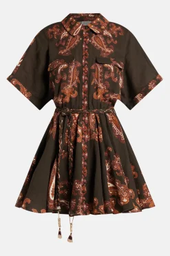 Omya Mini Dress With Tie Up Belt