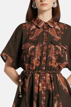 Omya Mini Dress With Tie Up Belt