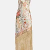 One Shoulder Maxi Dress With Fringe Hem