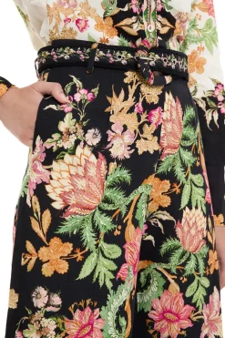 Pahi Floral Flared Pants With Buckle Belt