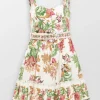 Pahi Floral Mini Dress With Handcrafted Button And Belt
