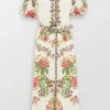 Pahi Floral Shirt Maxi Dress Handcrafted Buttons And Belt
