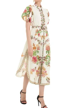 Pahi Floral Shirt Maxi Dress Handcrafted Buttons And Belt