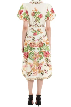 Pahi Floral Shirt Maxi Dress Handcrafted Buttons And Belt