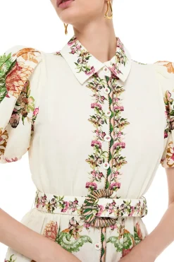 Pahi Floral Shirt Maxi Dress Handcrafted Buttons And Belt