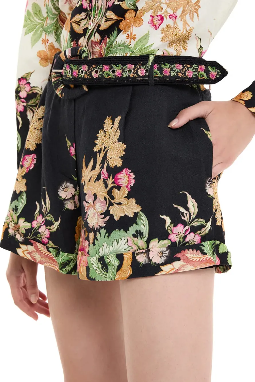Pahi Floral Shorts With Buckle Belt
