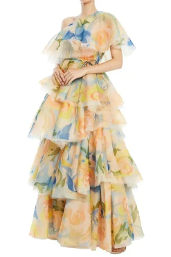 Paloma One Shoulder Ruffled Floral Maxi Dress