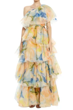 Paloma One Shoulder Ruffled Floral Maxi Dress