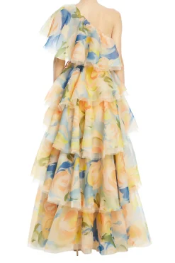 Paloma One Shoulder Ruffled Floral Maxi Dress