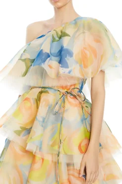 Paloma One Shoulder Ruffled Floral Maxi Dress