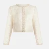 Park Avenue Beaded Tweed Vintra Knit Jacket in Cream