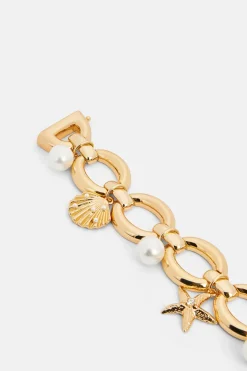 Pearl Shell Charms Bracelet in Gold