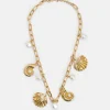 Pearl Shell Charms Necklace in Gold